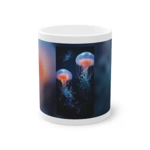 Bioluminescent Jellyfish Cluster: Glowing Deep Sea Dance Mug