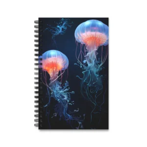 Glowing Jellyfish in Dark Water Spiral Notebook