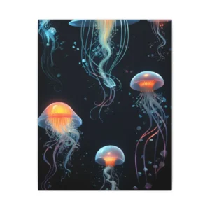 Glowing Jellyfish on Dark Background Canvas Print