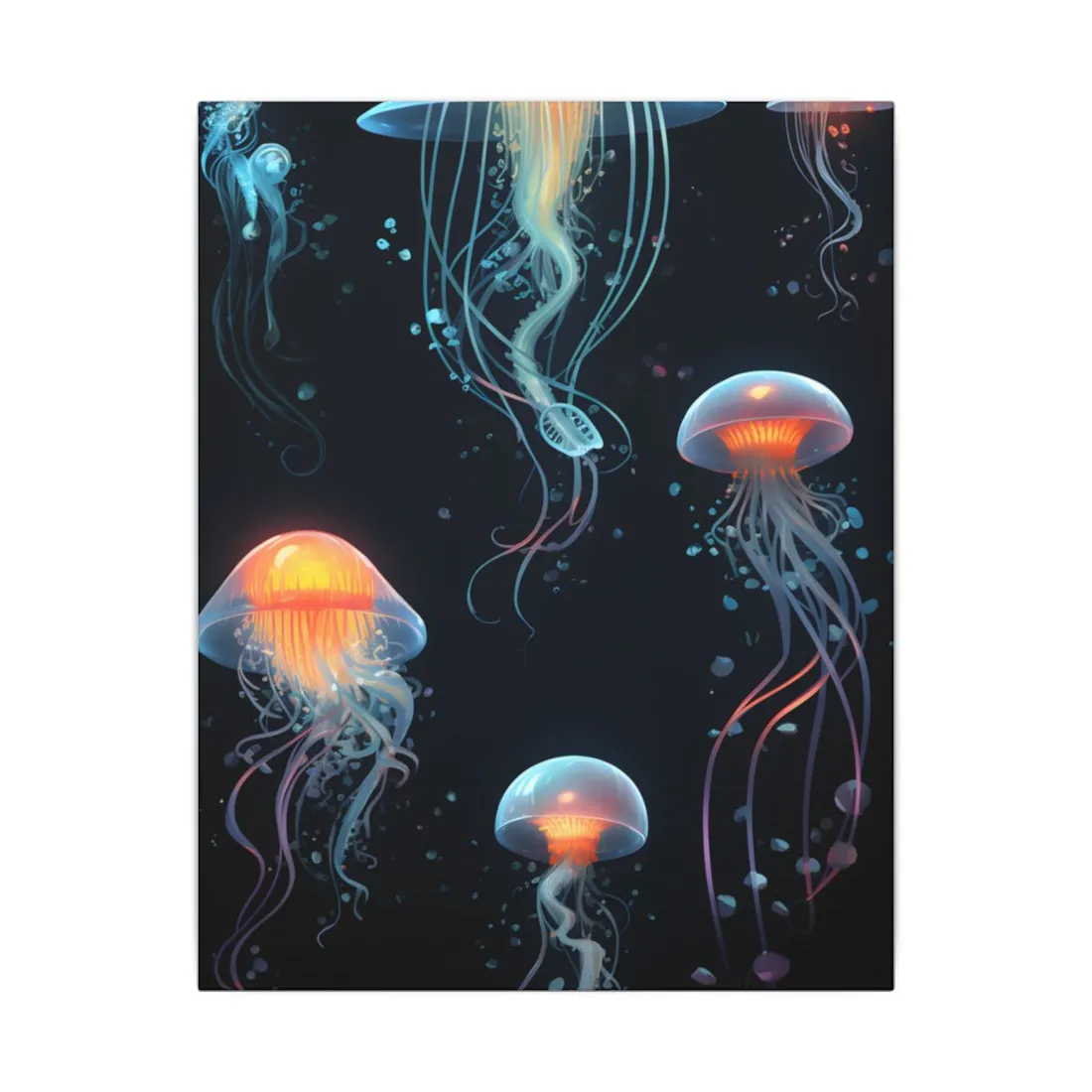 Bioluminescent Oceanic Ballet: Underwater - Canvas