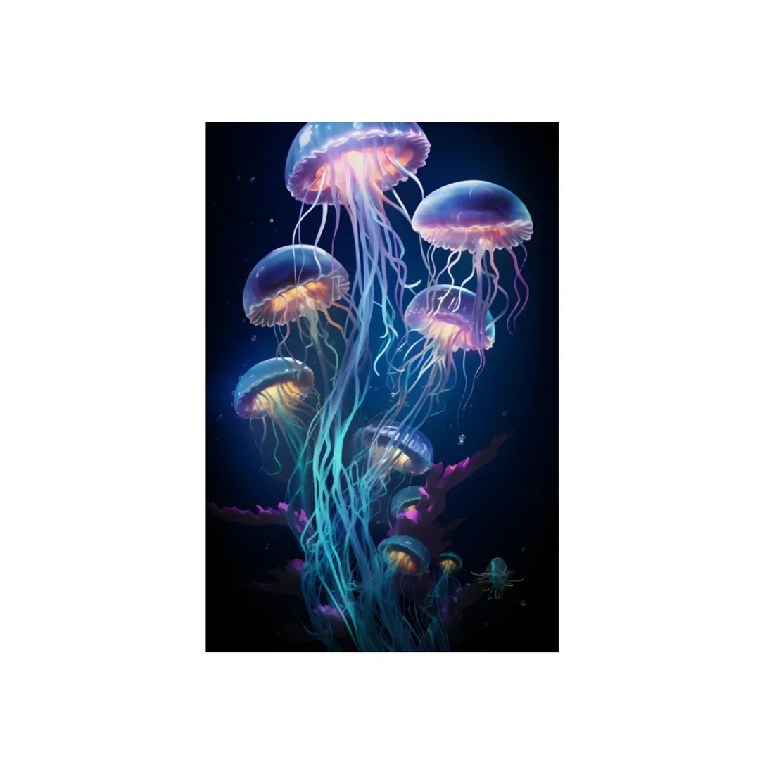 Bioluminescent Oceanic Ballet: Underwater Dance Art - Metal Poster