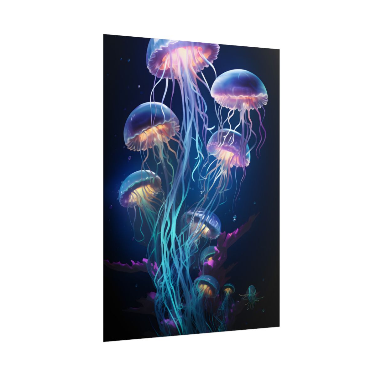 Bioluminescent Oceanic Ballet: Underwater Dance Art - Poster