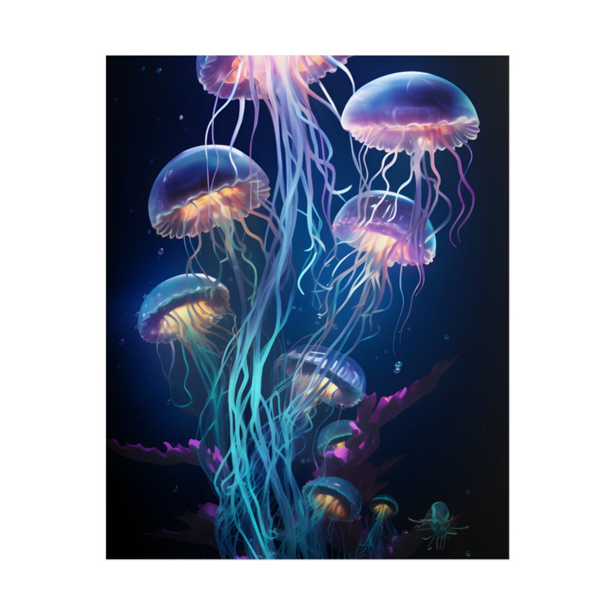 Bioluminescent Oceanic Ballet: Underwater Dance Art - Poster