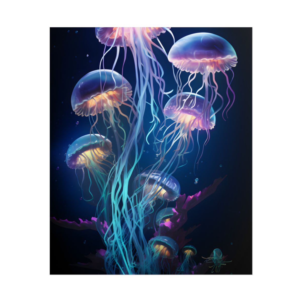 Bioluminescent Oceanic Ballet: Underwater Dance Art - Poster
