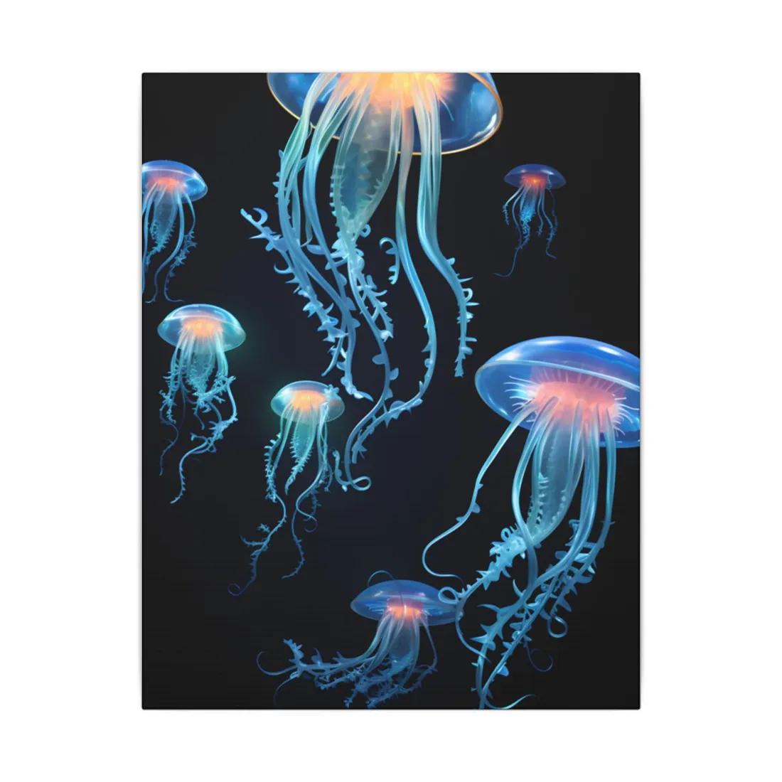 Bioluminescent Oceanic Ballet: Underwater Dance in Motion - Canvas