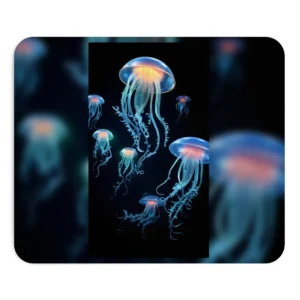 Glowing Blue Jellyfish Mouse Pad