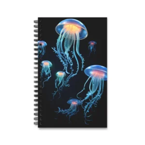 Glowing Blue Jellyfish Spiral Notebook