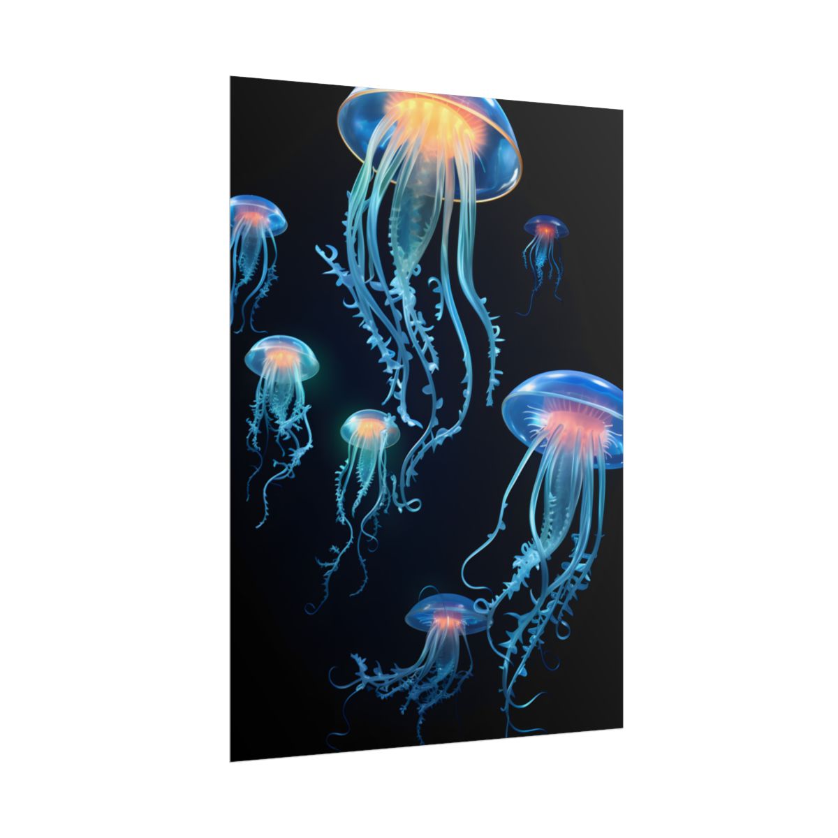 Bioluminescent Oceanic Ballet: Underwater Dance in Motion - Poster