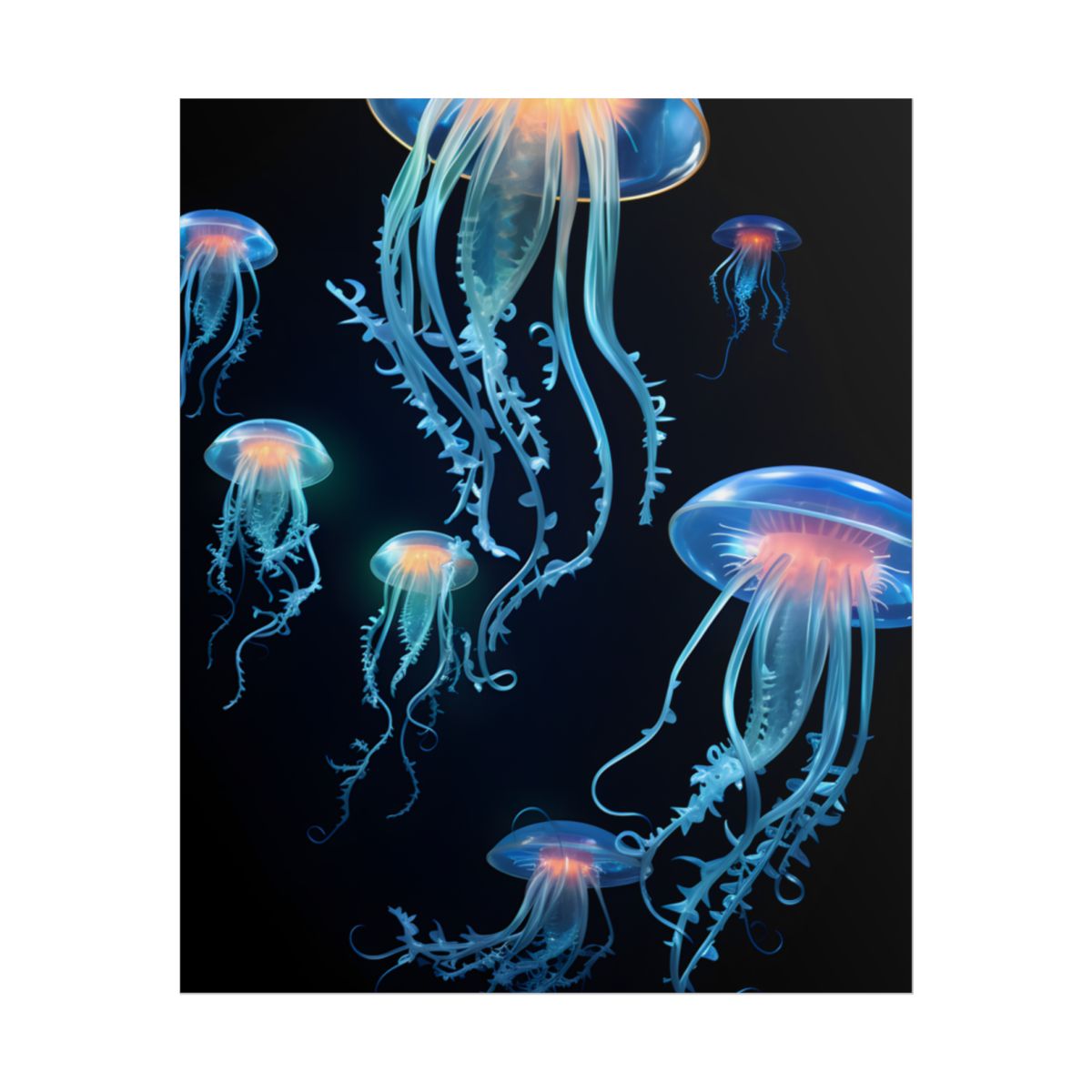 Bioluminescent Oceanic Ballet: Underwater Dance in Motion - Poster