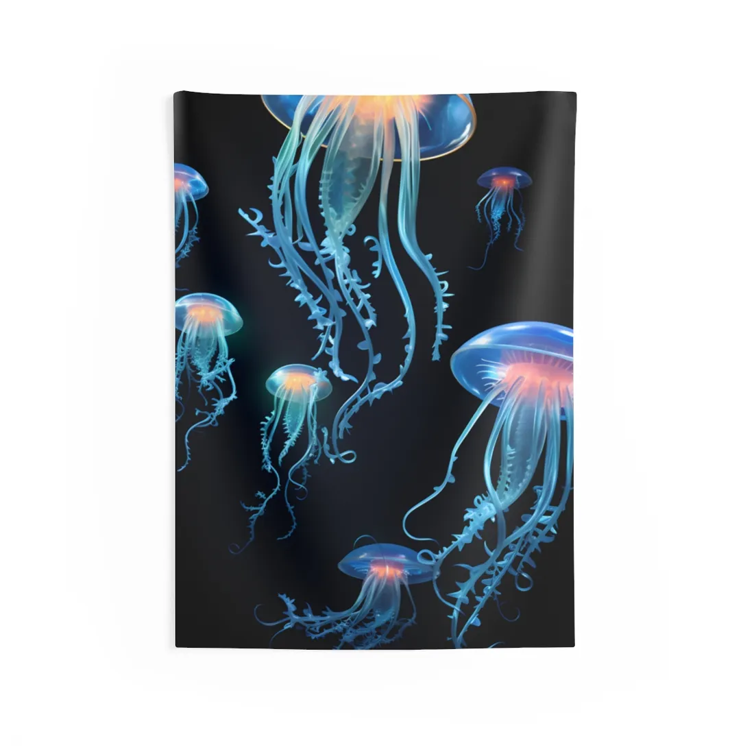 Bioluminescent Oceanic Ballet: Underwater Dance in Motion - Wall Tapestry