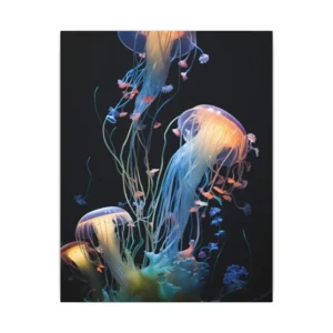 Glowing Jellyfish Group Canvas Print
