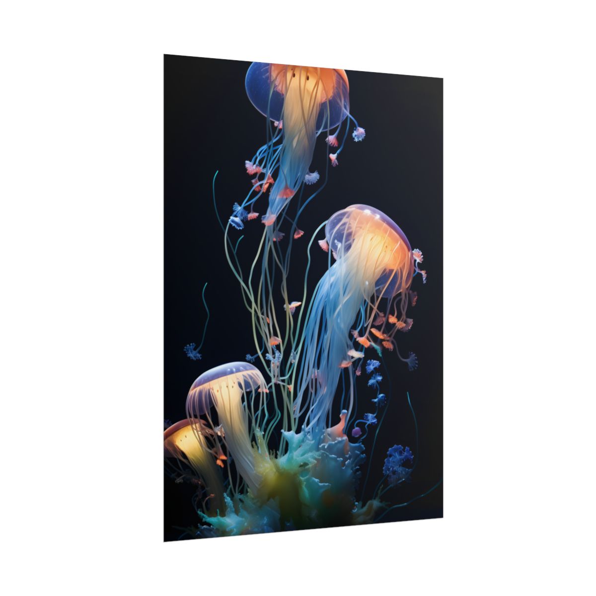 Bioluminescent Oceanic Ballet: Underwater Dance of Light - Poster