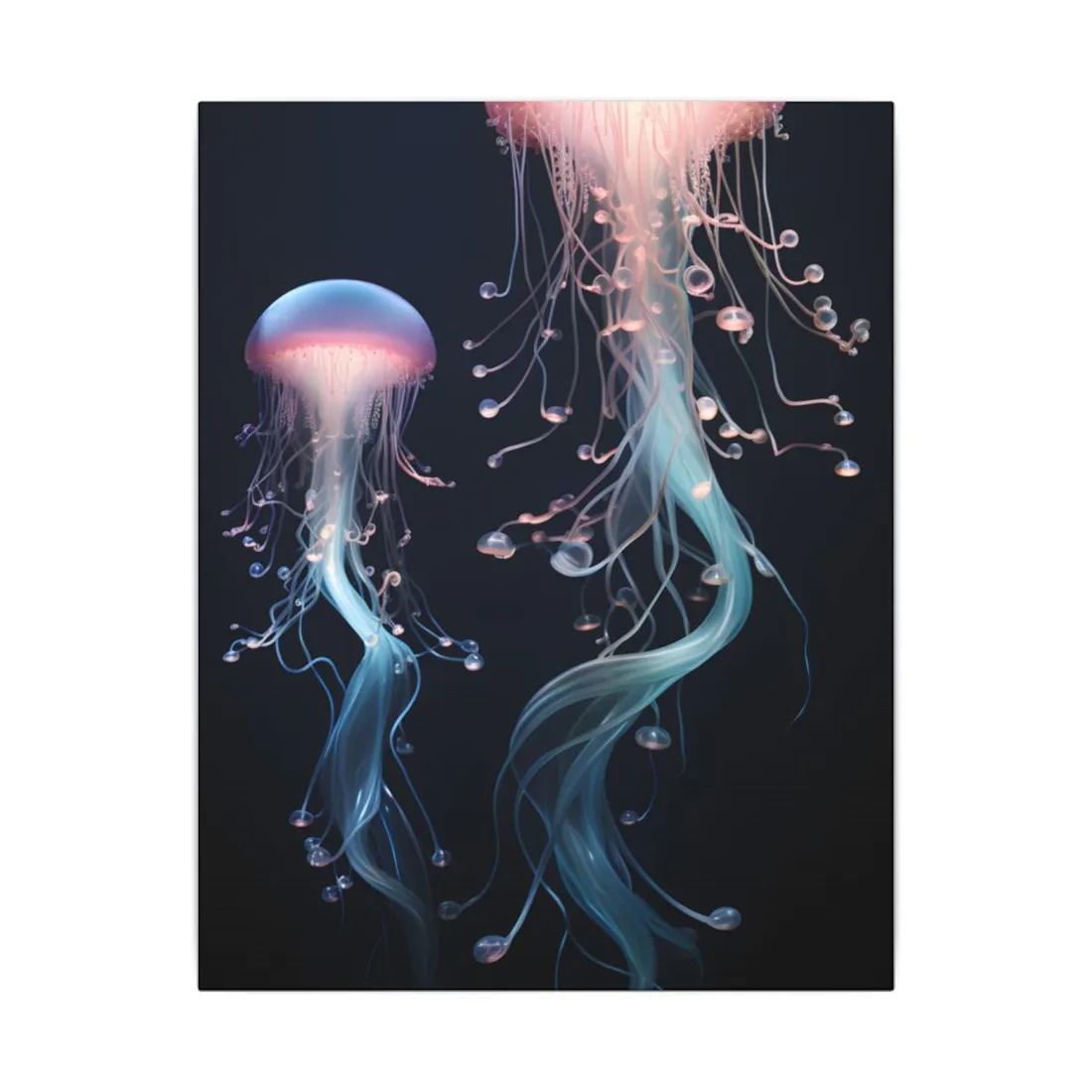 Bioluminescent Oceanic Ballet: Underwater Dancer in Motion - Canvas