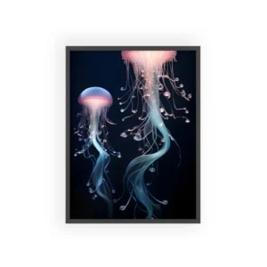 Glowing Jellyfish Duo Framed Poster