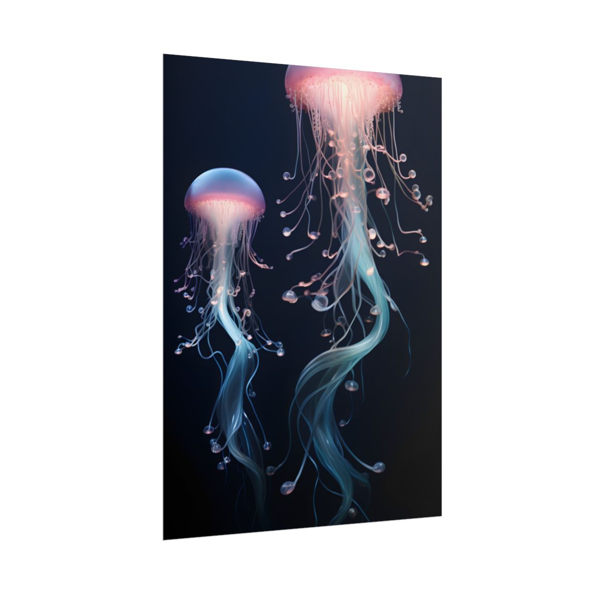 Bioluminescent Oceanic Ballet: Underwater Dancer in Motion - Poster