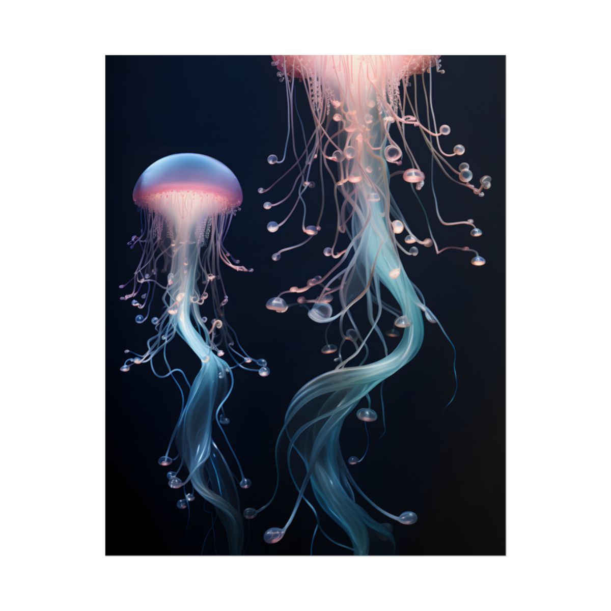 Bioluminescent Oceanic Ballet: Underwater Dancer in Motion - Poster