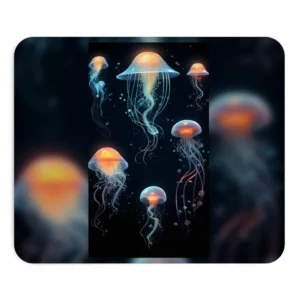 Glowing Jellyfish on Dark Background Mouse Pad