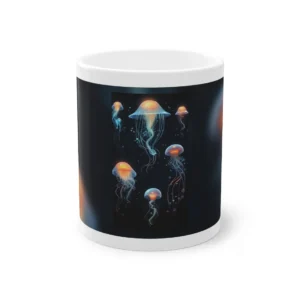Glowing Jellyfish on Dark Background Mug