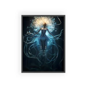 Glowing Woman with Jellyfish Tendrils Framed Poster