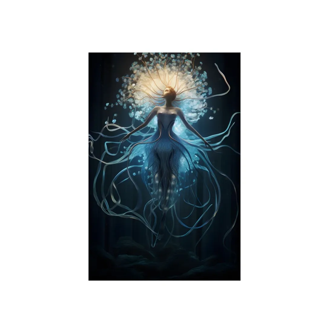 Bioluminescent Underwater Ballet: A Mesmerizing Dance - Metal Poster