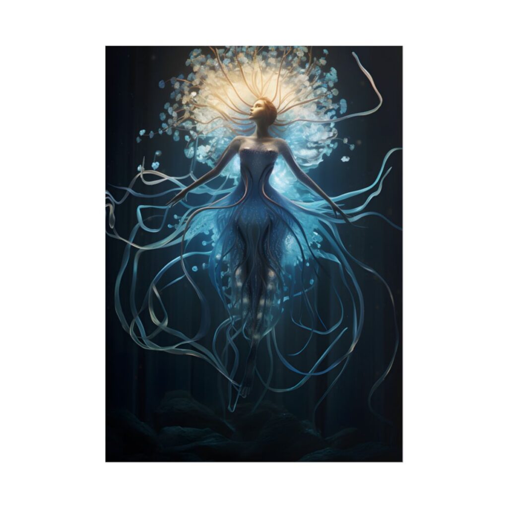 Bioluminescent Underwater Ballet: A Mesmerizing Dance - Poster