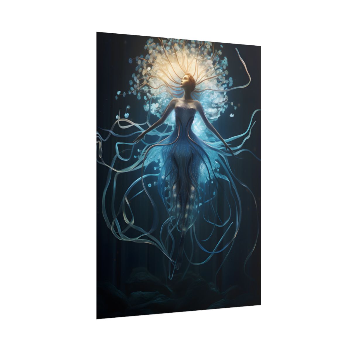Bioluminescent Underwater Ballet: A Mesmerizing Dance - Poster