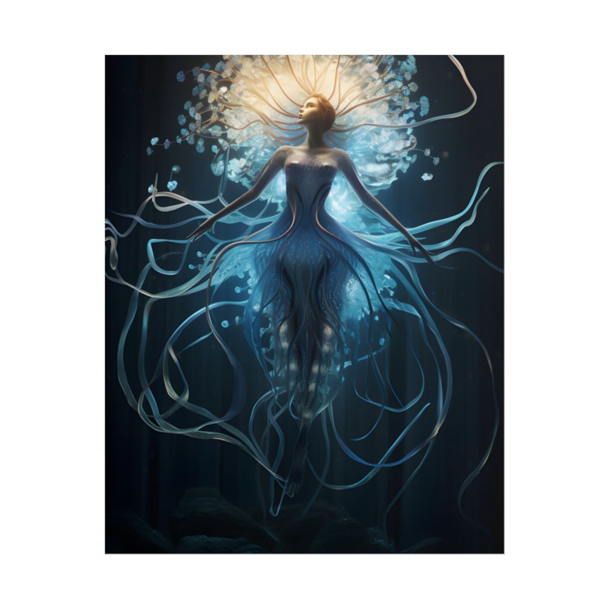 Bioluminescent Underwater Ballet: A Mesmerizing Dance - Poster
