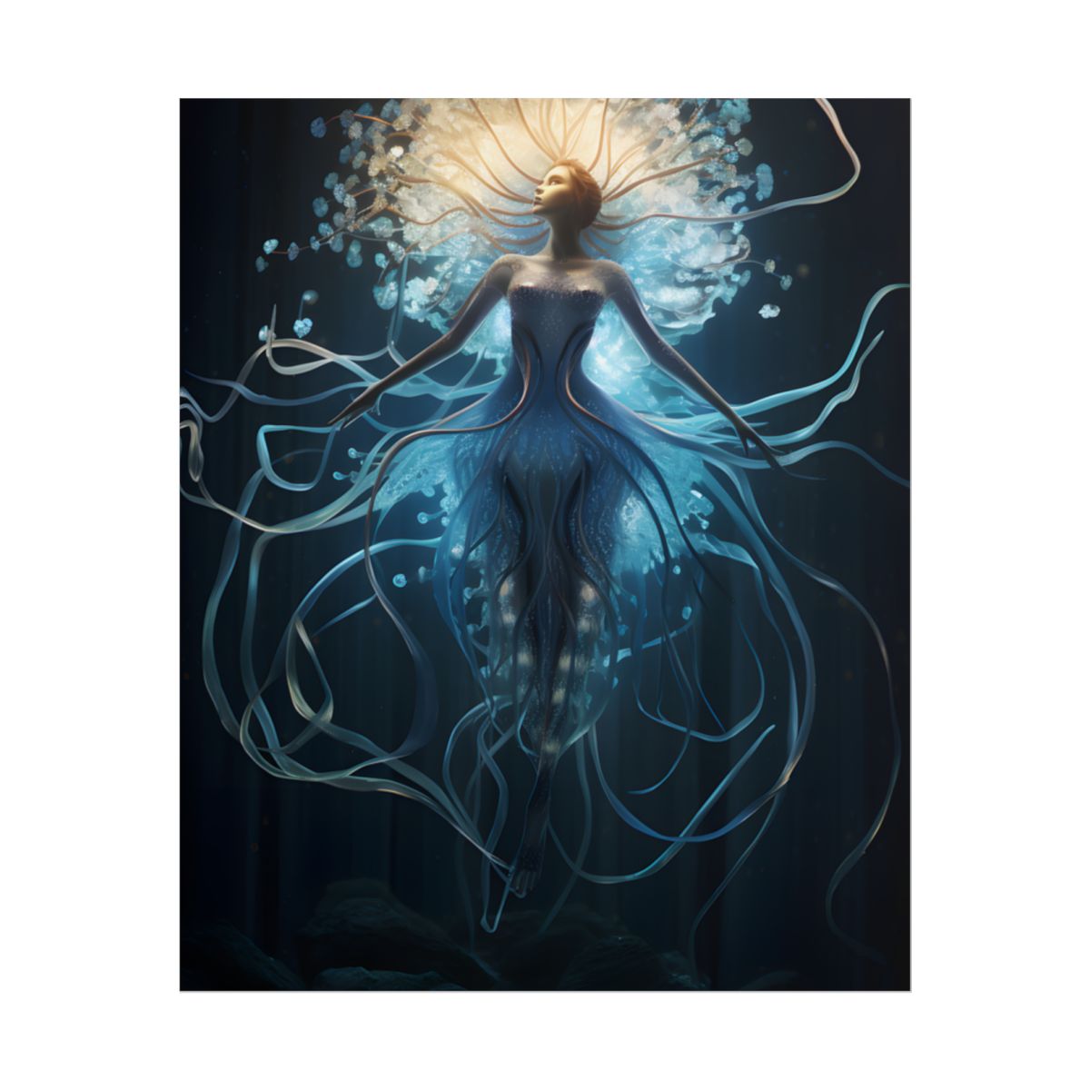 Bioluminescent Underwater Ballet: A Mesmerizing Dance - Poster