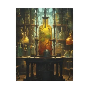Alchemist Laboratory with Glass Flasks Canvas Print