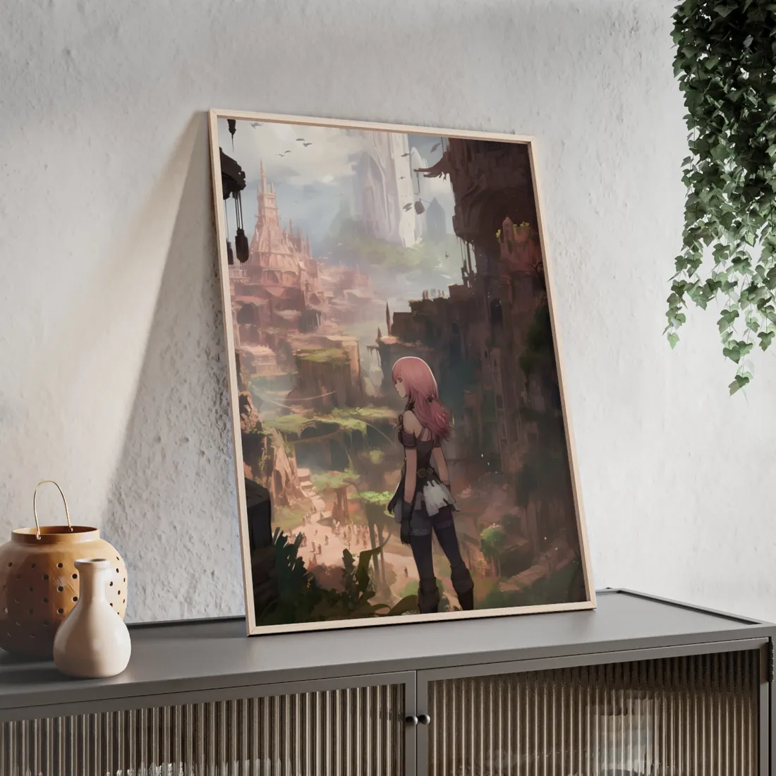 Birds in Flight: Anime-Style Avian Art - Framed Poster
