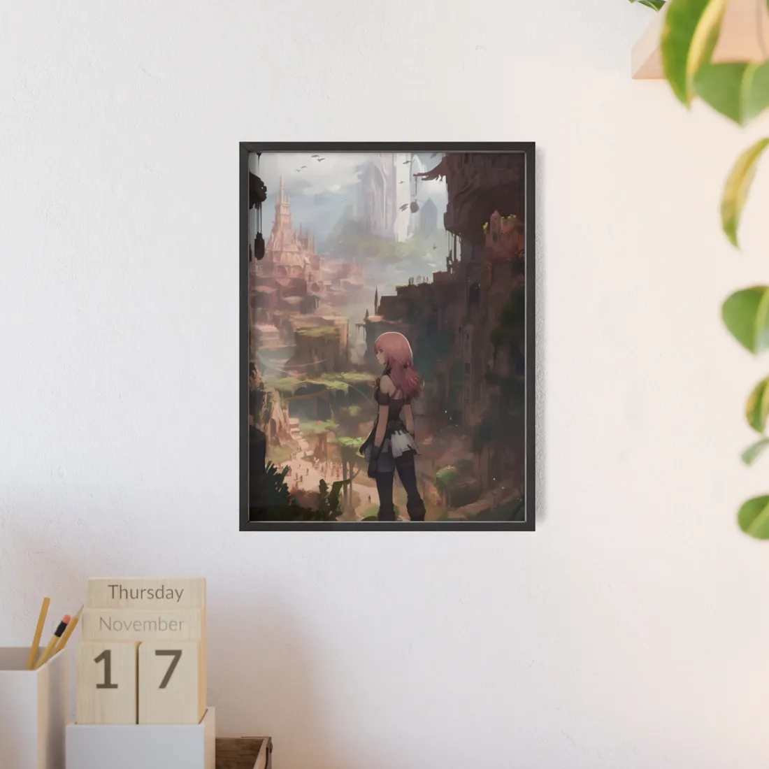 Birds in Flight: Anime-Style Avian Art - Framed Poster