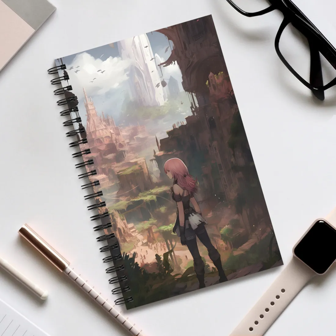 Birds in Flight: Anime-Style Avian Art - Spiral Notebook