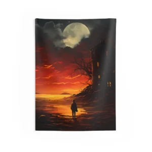 Lone Figure at Dusk Wall Tapestry