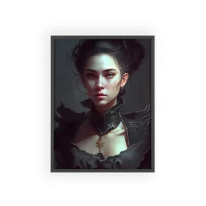 Woman in Dark Ruffles Framed Poster
