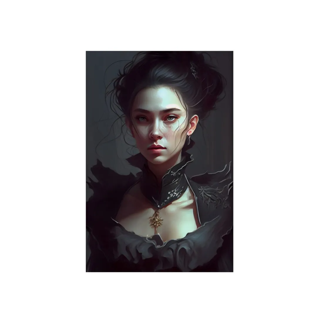 Black Hair Beauty: Sleeveless Portrait Art - Metal Poster