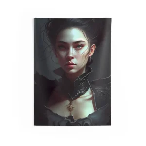 Woman in Dark Ruffles Wall Tapestry