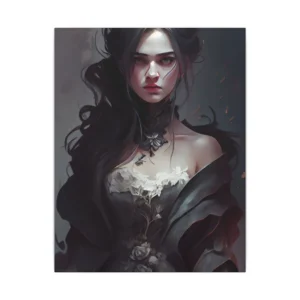 Dark Haired Woman Portrait Canvas Print