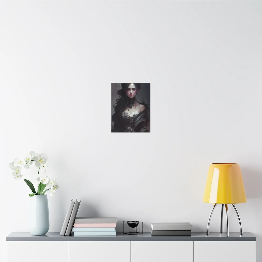 Black Haired Female Portrait: Elegant Outdoor Beauty - Canvas