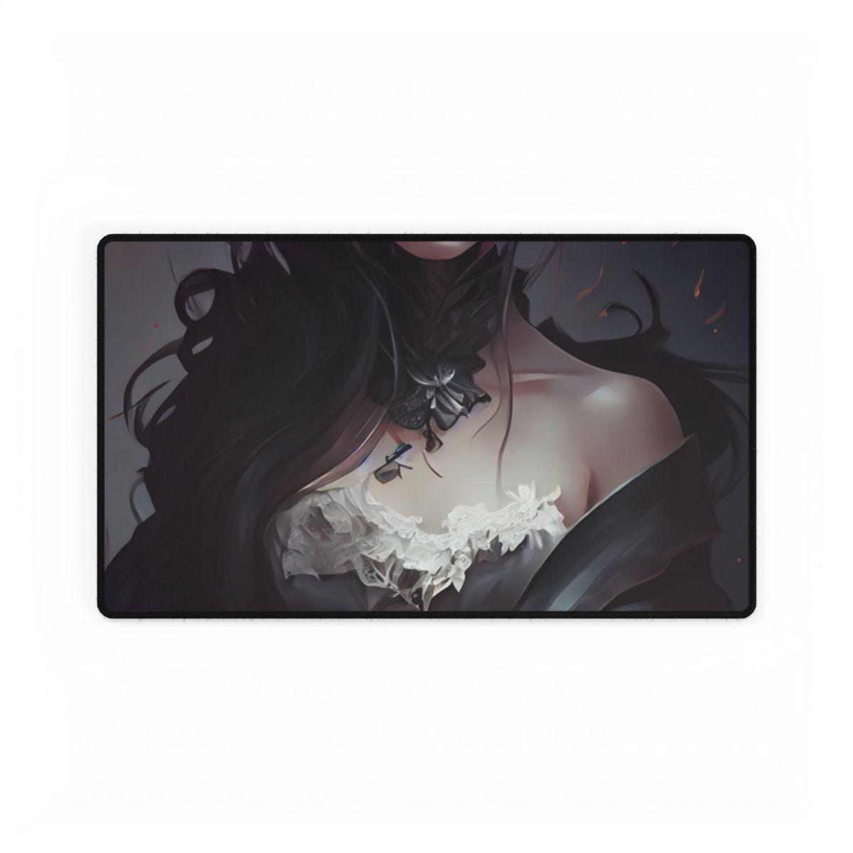 Black Haired Female Portrait: Elegant Outdoor Beauty - Desk Mat