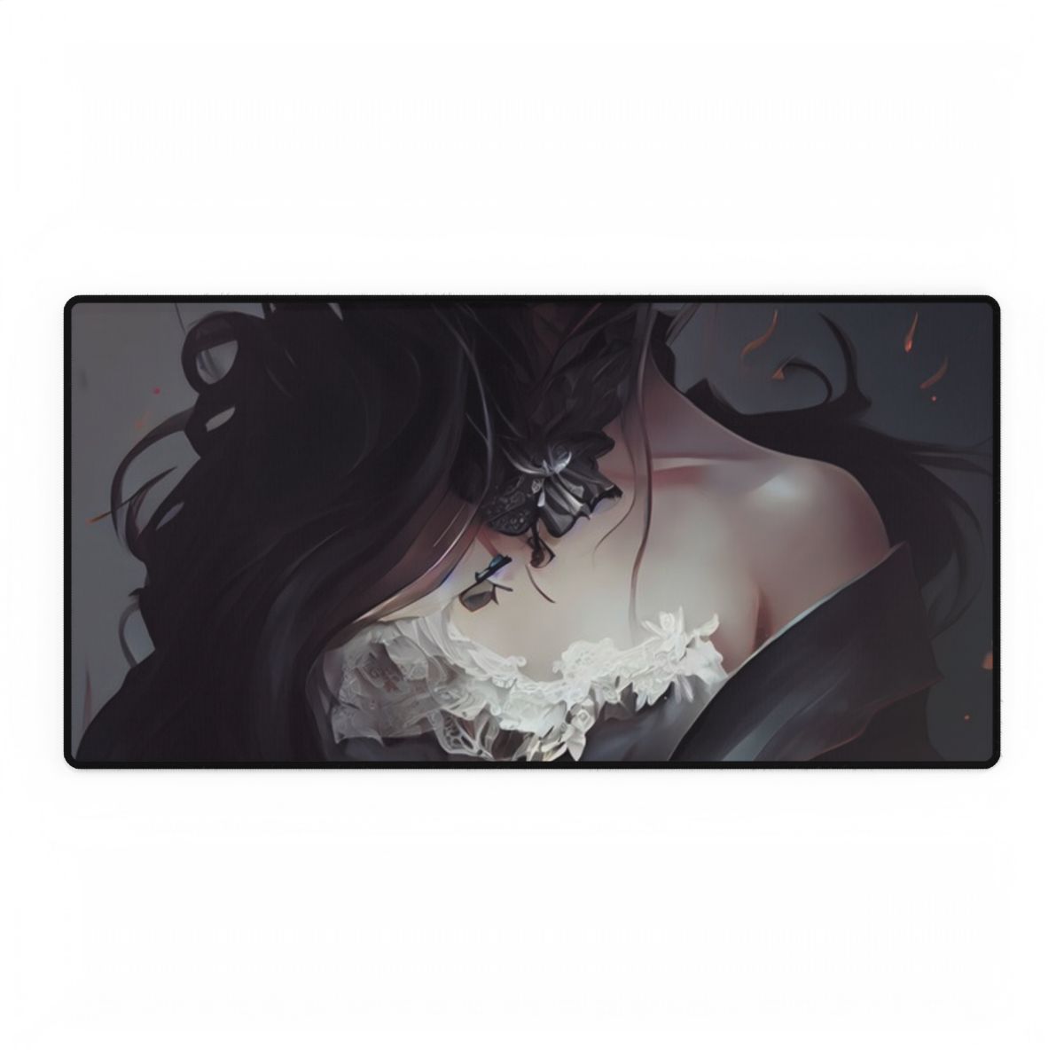 Black Haired Female Portrait: Elegant Outdoor Beauty - Desk Mat