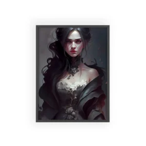 Dark Haired Woman Portrait Framed Poster