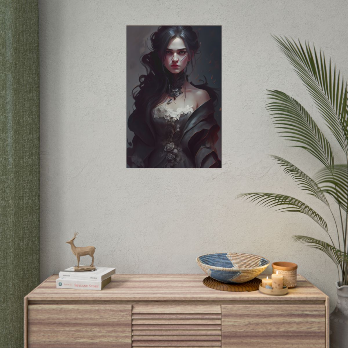 Black Haired Female Portrait: Elegant Outdoor Beauty - Poster