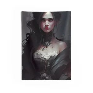 Dark Haired Woman Portrait Wall Tapestry