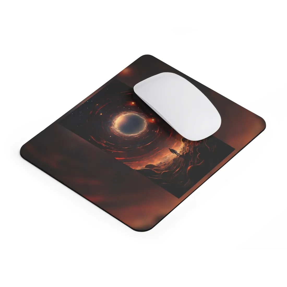 Black Hole Cosmic: A Realistic Digital Artwork of a Planet in Orbit - Mouse Pad