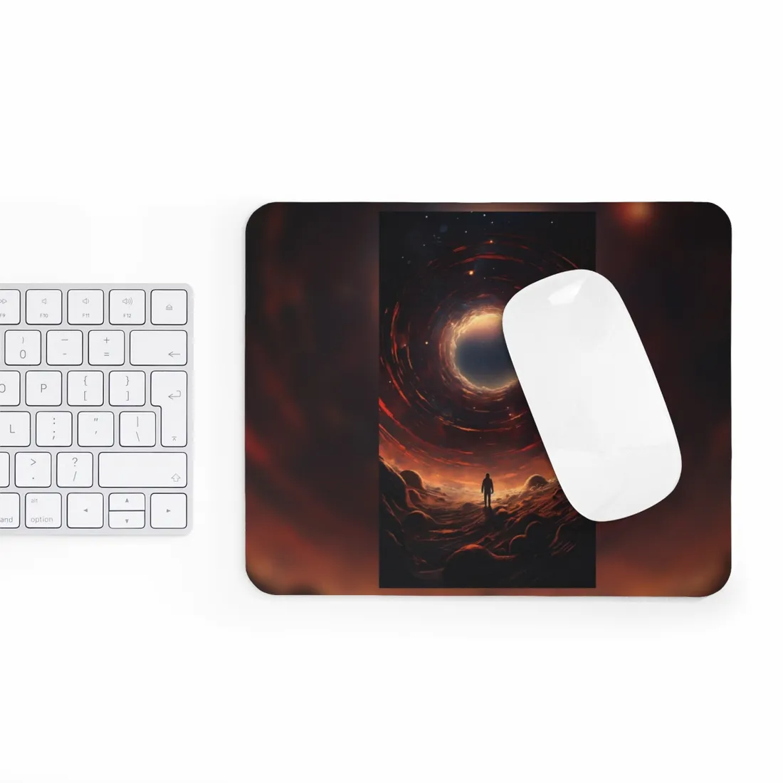 Black Hole Cosmic: A Realistic Digital Artwork of a Planet in Orbit - Mouse Pad
