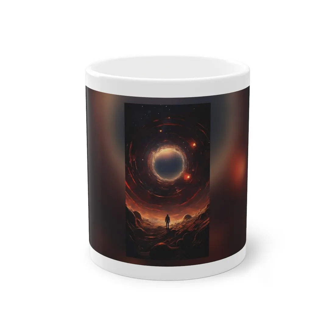Black Hole Cosmic: A Realistic Digital Artwork of a Planet in Orbit - Mug