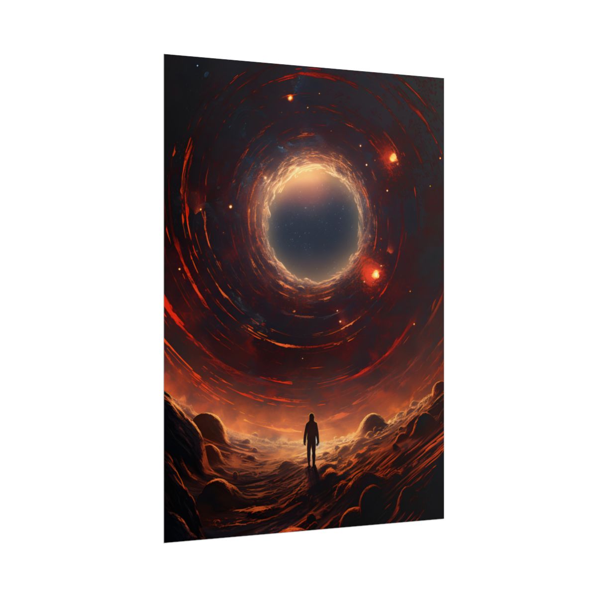Black Hole Cosmic: A Realistic Digital Artwork of a Planet in Orbit - Poster