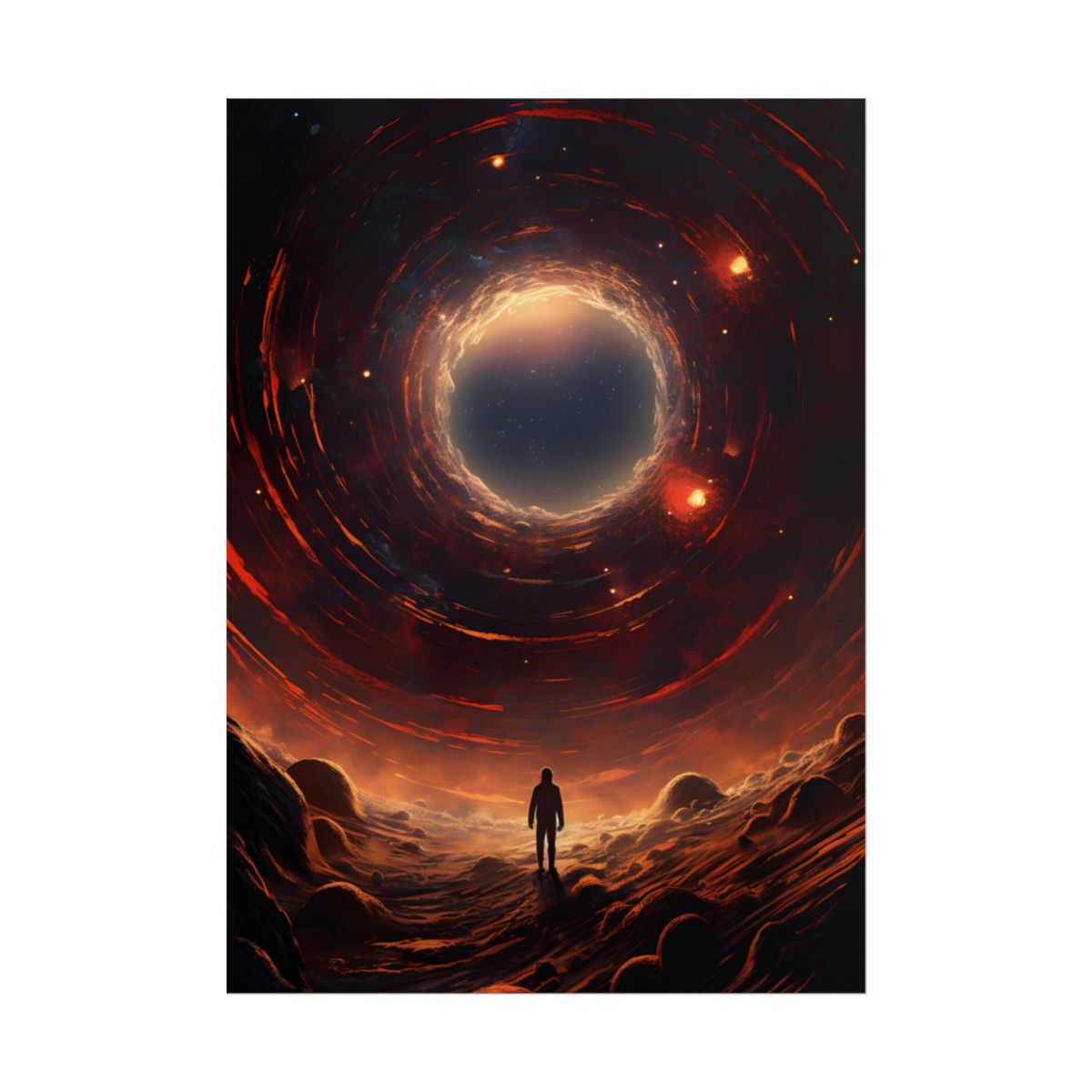 Black Hole Cosmic: A Realistic Digital Artwork of a Planet in Orbit - Poster