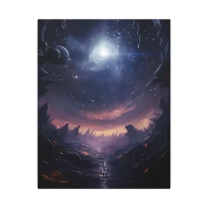 Galaxy over Rocky Canyon Path Canvas Print