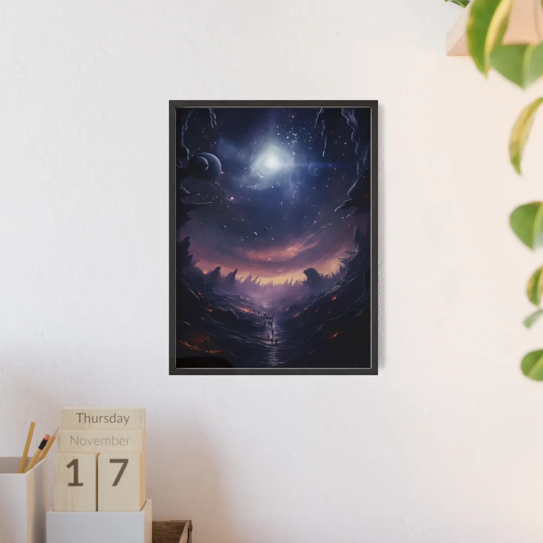 Black Hole Cosmic Art: A Planetary Masterpiece - Framed Poster